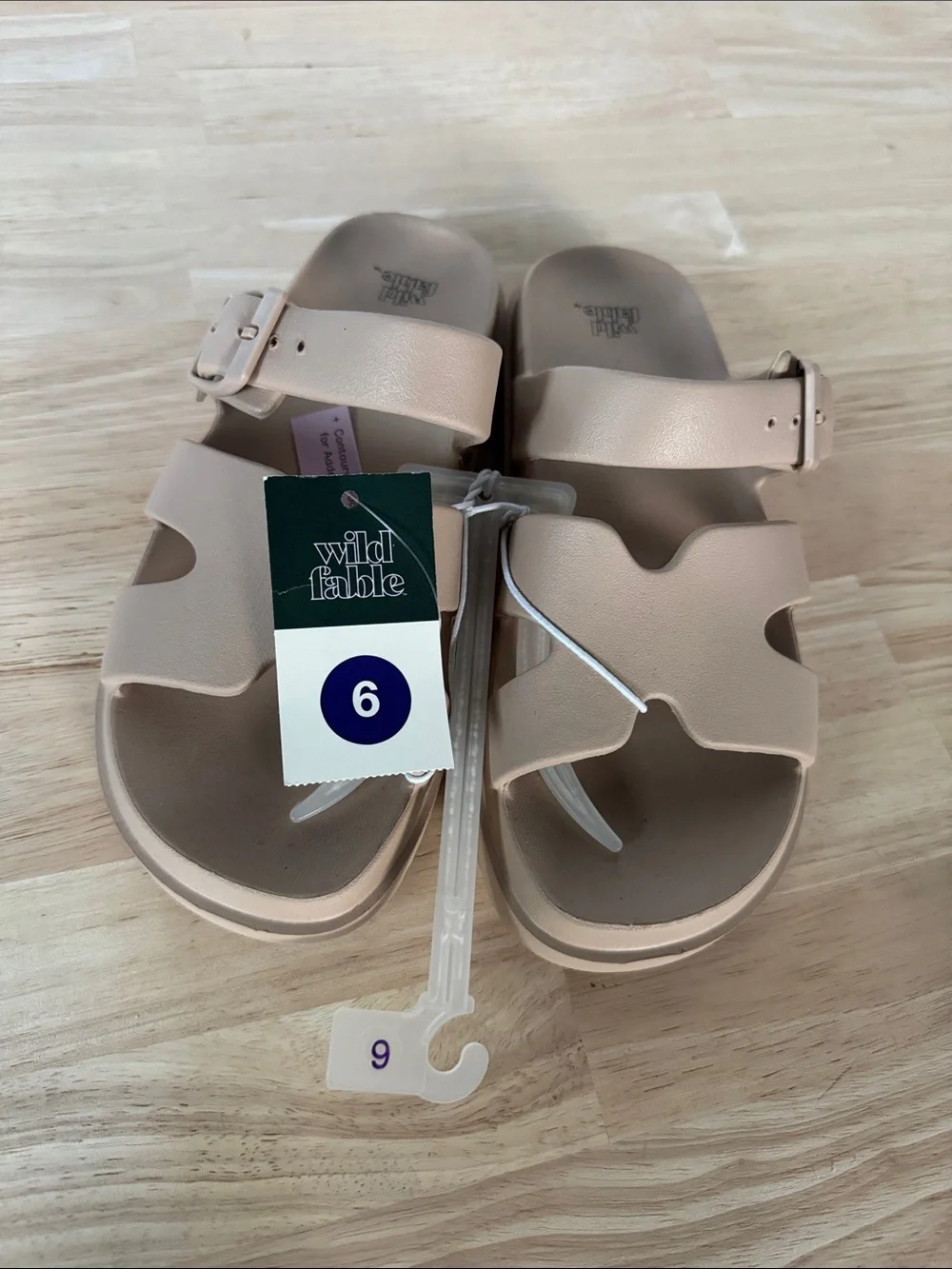 wild fable Neutral Beige Double-Strap Slide Sandals NWT